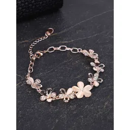 Zaphariq Women Cubic Zirconia Rose Gold-Plated Charm Bracelet-picture-18