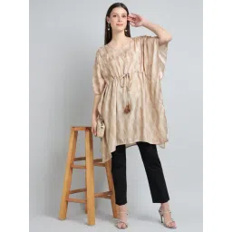 Zari Jaipur Brown Silk Printed Kaftan Kurti-picture-12