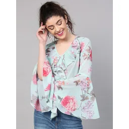 ZARISTAA Women Floral Printed Ruffles Georgette Top-picture-24