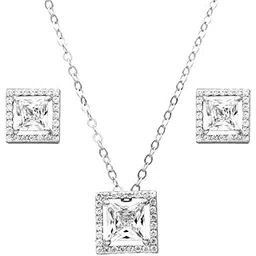 zarkan 925 Hallmark, Authentic and Certified Sterling Pure Silver Cute Princess Jewelry Set with Chain | American Diamond Cut | Gifts For Women & Girls | With Certificate-picture-10