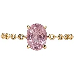 zarkan 925 Hallmark Silver Oval Pink Self Love Gold Plated Chain Ring|Elegant Chain Ring for Women | Dainty Adjustable Jewelry Piece-picture-32