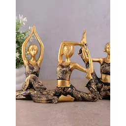 Zart Copper-Toned 3 Pieces Yoga Lady Figurine Showpieces-picture-32