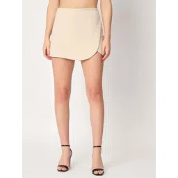 ZASTRAA Beige Solid Skorts-picture-13