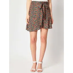 ZASTRAA Black & Orange Floral Skirt image 1