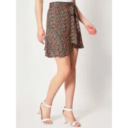 ZASTRAA Black & Orange Floral Skirt image 3