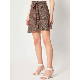 ZASTRAA Black & Orange Floral Skirt image 4