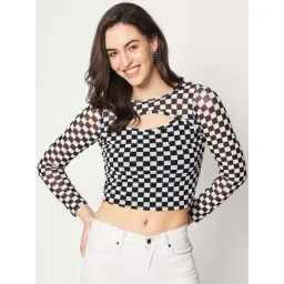 ZASTRAA Black Print Crop Top-picture-19