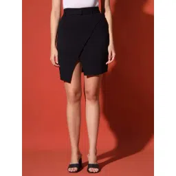 ZASTRAA Black Solid Skirt-picture-26