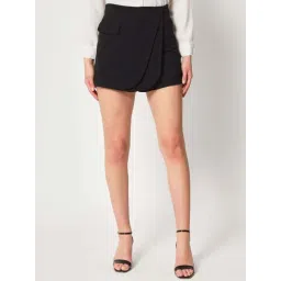 ZASTRAA Black Solid Skorts-picture-36