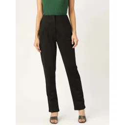 ZASTRAA Black Solid Trousers-picture-24