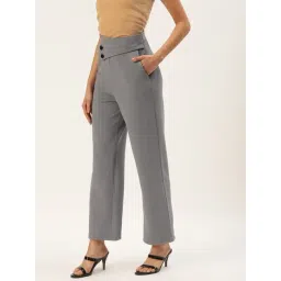 Zastraa Grey Polyester Solid Trousers-picture-41