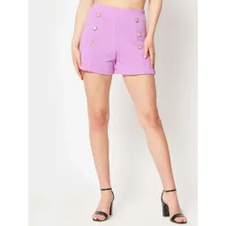 ZASTRAA Lavender Solid Shorts-picture-15