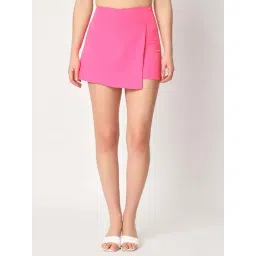 ZASTRAA Pink Solid Skorts-picture-11
