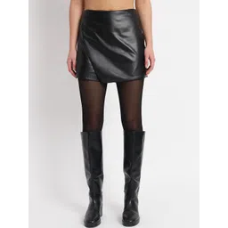 Zastraa Women Black High Waist Mini Skort-picture-33