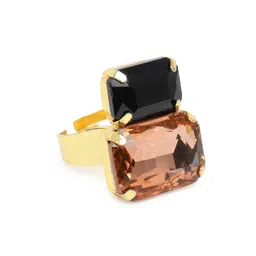 Zaveri Pearls Black & Peach Gold-Plated Adjustable Finger Ring-picture-20