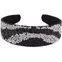 zaveri pearls Black & White Sequins Embellished Party Bling Hairband For Women-ZPFK14357-picture-21