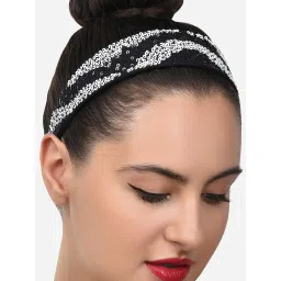 Zaveri Pearls Black & White Sequins Embellished Party Bling Hairband-ZPFK14357 image 1