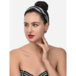 Zaveri Pearls Black & White Sequins Embellished Party Bling Hairband-ZPFK14357 image 5