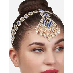 Zaveri Pearls Blue Meenakari Matha Patti Head Jewellery-picture-10