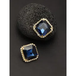 Zaveri Pearls Blue Stone & Diamonds Fusion Look Stud Earrings-ZPFK11418-picture-11