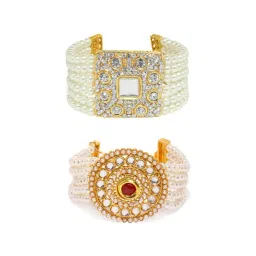 Zaveri Pearls Clear Alloy Classic Bracelet - Set of 2-image-23