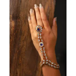 Zaveri Pearls Clear & Blue Alloy Hand Harness-image-25