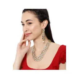 Zaveri Pearls Clear & Golden Alloy Necklace & Earring Set-image-18