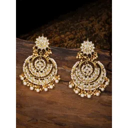Zaveri Pearls Clear & Pearl White Alloy Chand Bali Earrings-image-12
