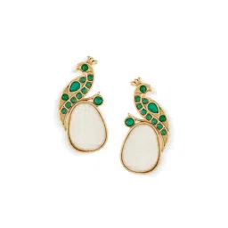 Zaveri Pearls Coloured Stones Green Alloy Earrings-picture-31