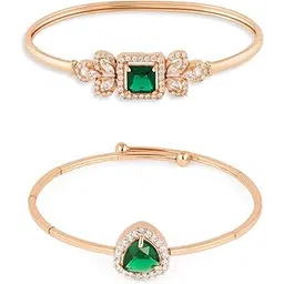 zaveri pearls Combo of 2 Green Dazzling Cubic Zirconia Contemporary Kada Bracelets For Women-ZPFK21443-picture-24
