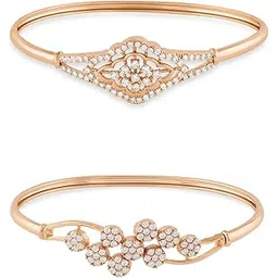 zaveri pearls Combo of 2 Rose Gold Tone Dazzling Cubic Zirconia Contemporary Kada Bracelets For Women-ZPFK21440-picture-43