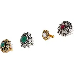 zaveri pearls Combo Of 4 Antique Adjustable Nose Pin For Women-ZPFK8493-picture-23