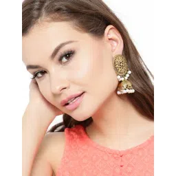 Zaveri Pearls Dome-Shaped Golden Alloy Jhumki Earrings-picture-32