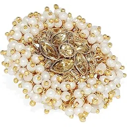 zaveri pearls Ethnic Gold Tone Embellished With Pearls Adjustable Finger Ring For Women-ZPFK7682-picture-53