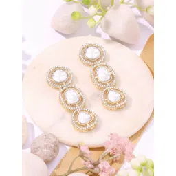 Zaveri Pearls Gold-Plated Artificial Stones Contemporary Drop Earrings-picture-18