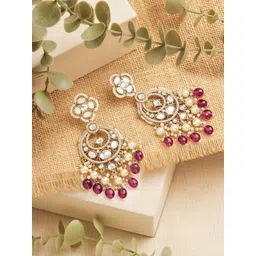 Zaveri Pearls Gold-Plated Artificial Stones Studded And Beads Contemporary Jhumkas-picture-20