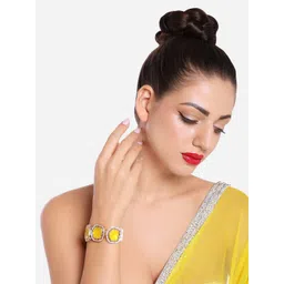 Zaveri Pearls Gold-Plated Artificial Stones-Studded Wraparound Bracelet-picture-24