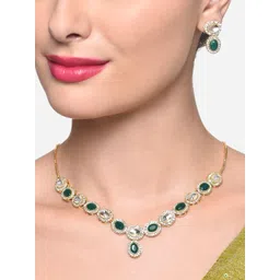 Zaveri Pearls Gold-Plated Austrian Diamond Necklace & Earrings-picture-41