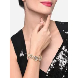 Zaveri Pearls Gold Plated Austrian Diamonds Stone Studded Link Bracelet-picture-30