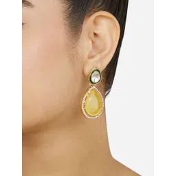 Zaveri Pearls Gold-Plated Austrian Diamonds Studded Drop Earrings-picture-16