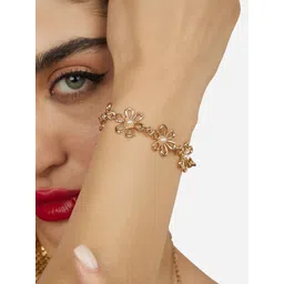 Zaveri Pearls Gold-Plated Beaded Embellished Flowers Wraparound Bracelet-picture-36