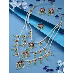 Zaveri Pearls Gold-Plated Kundan-Studded & Beaded Jewellery Set-picture-32