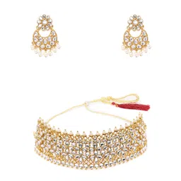 Zaveri Pearls Gold Plated Kundan Studded & Beaded Jewellery Set-picture-32
