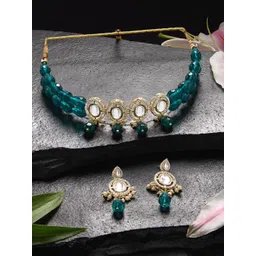 Zaveri Pearls Gold-Plated Kundan-Studded & Beaded Jewellery Set-picture-29