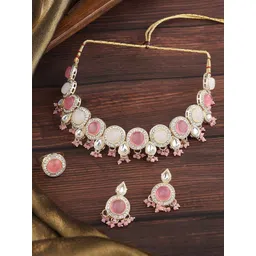 Zaveri Pearls Gold-Plated Kundan-Studded & Pearl Beaded Jewellery Set-picture-25