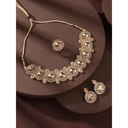 Zaveri Pearls Gold-Plated Kundan-Studded & Pearl Beaded Necklace & Earrings & Finger Ring-picture-32