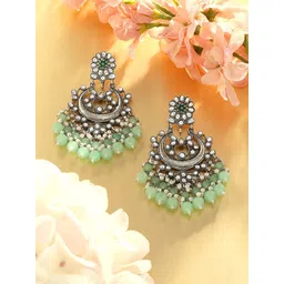 Zaveri Pearls Gold-Plated Kundan Studded Chandbalis Earrings image 1