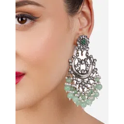 Zaveri Pearls Gold-Plated Kundan Studded Chandbalis Earrings image 2