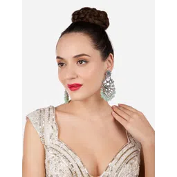 Zaveri Pearls Gold-Plated Kundan Studded Chandbalis Earrings image 4