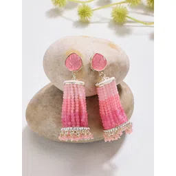 Zaveri Pearls Gold-Plated Kundan Studded Contemporary Drop Earrings-picture-20